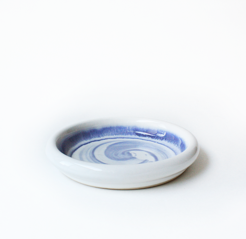 Vintage Blue Ceramic Swirl Dish