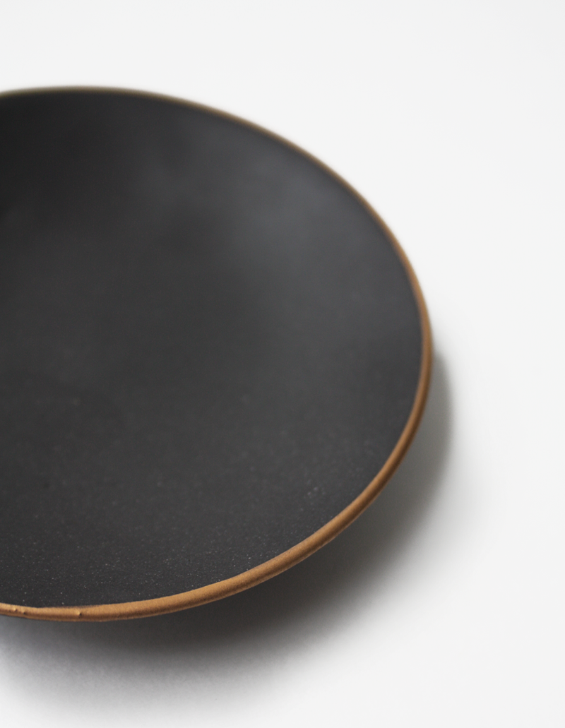 Black Gold Rim Ceramic Dish