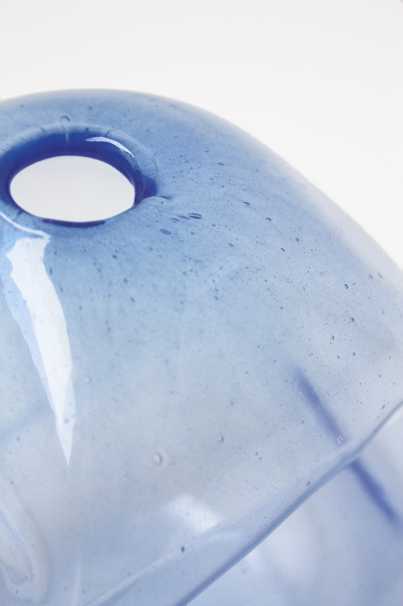 Deep Blue Glass Bubble Vase