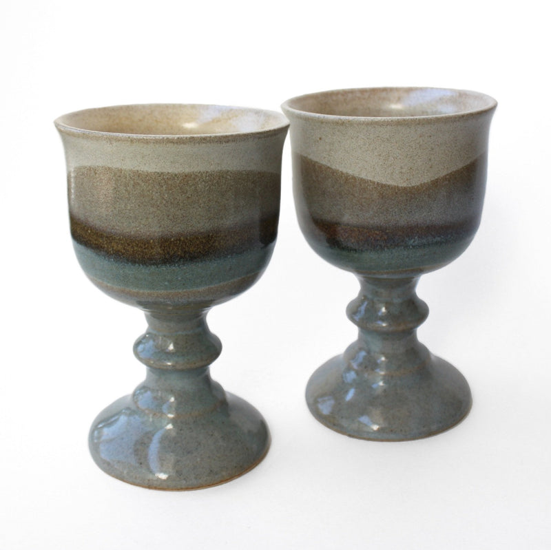 Vintage Grey Ceramic Goblets